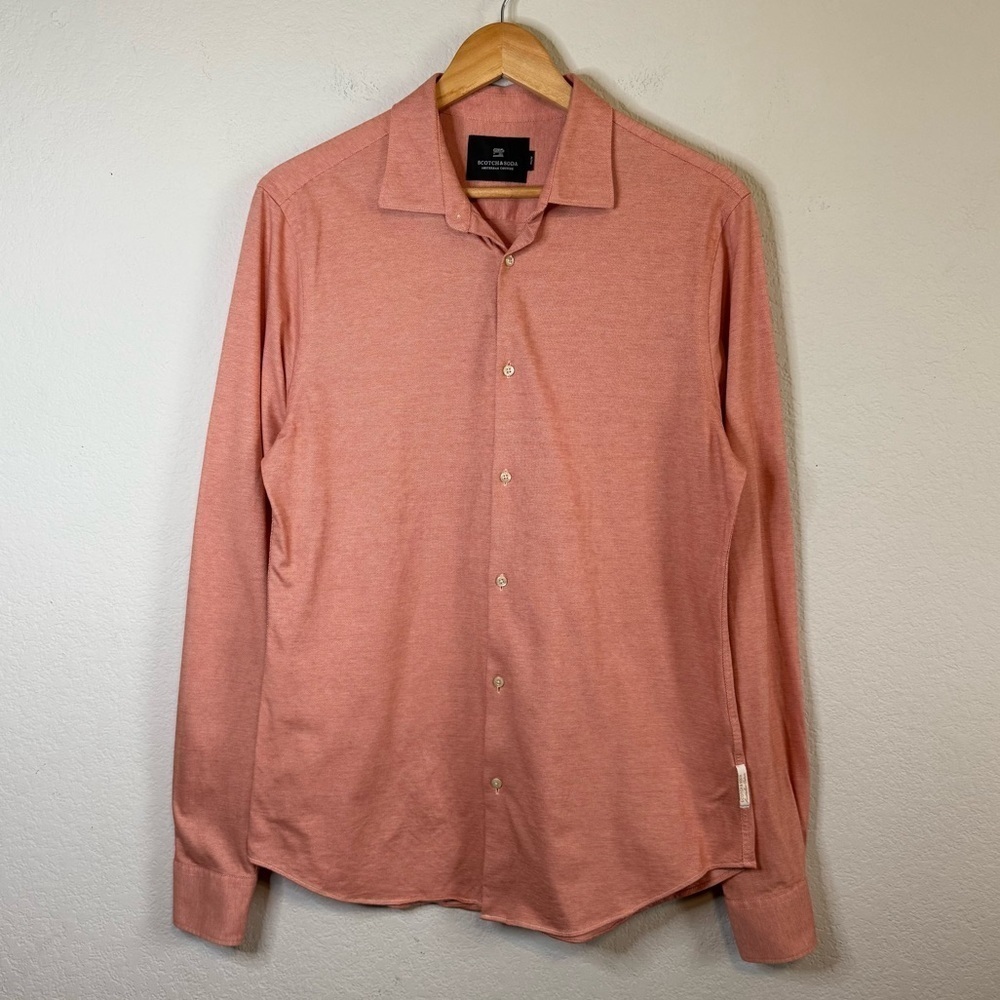 Scotch & Soda Amsterdam Couture Orange Classic Button Front Long Sleeve Shirt MD